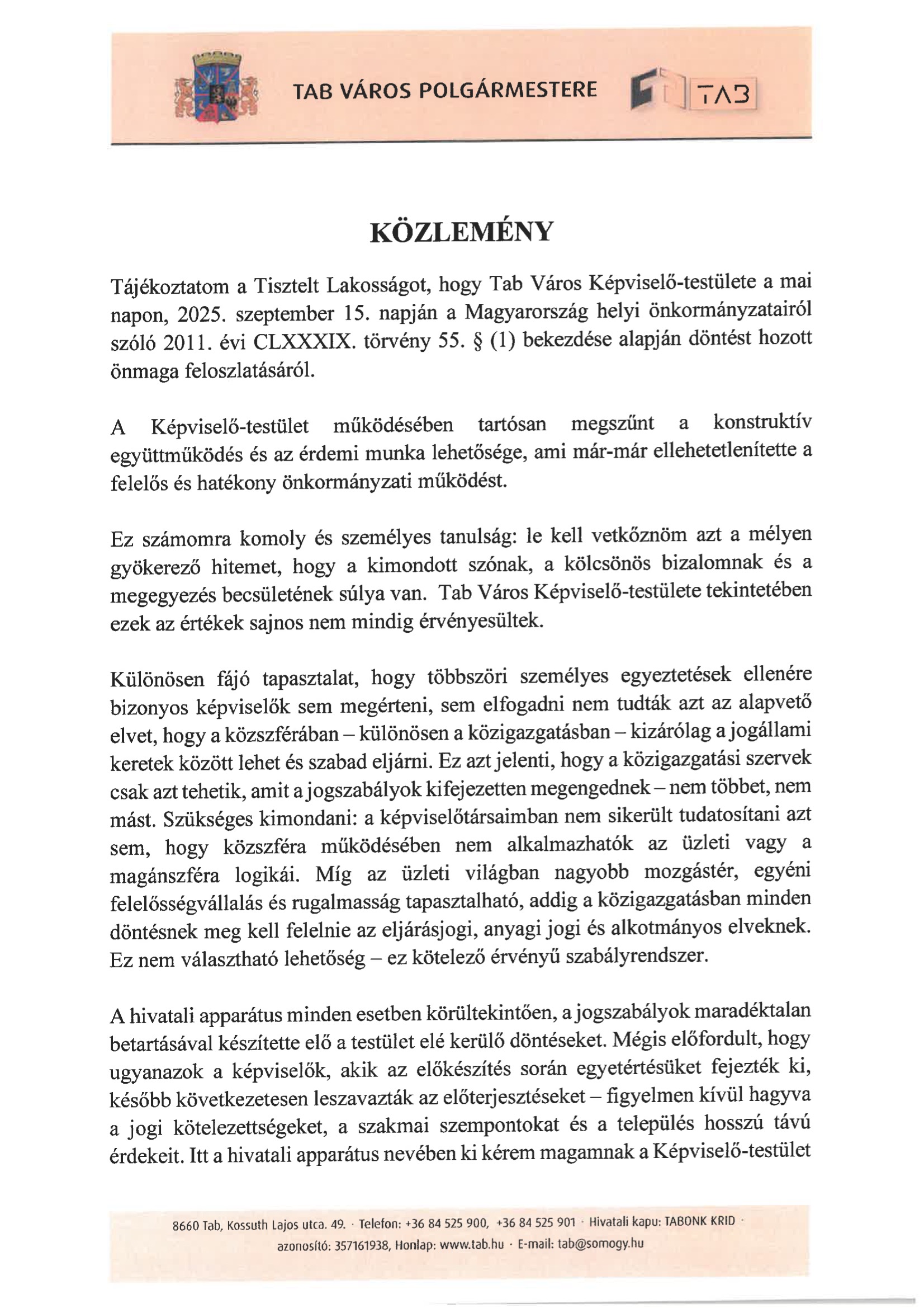 Közlemény 