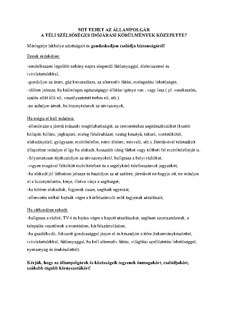 Lakossági Tájékoztatás