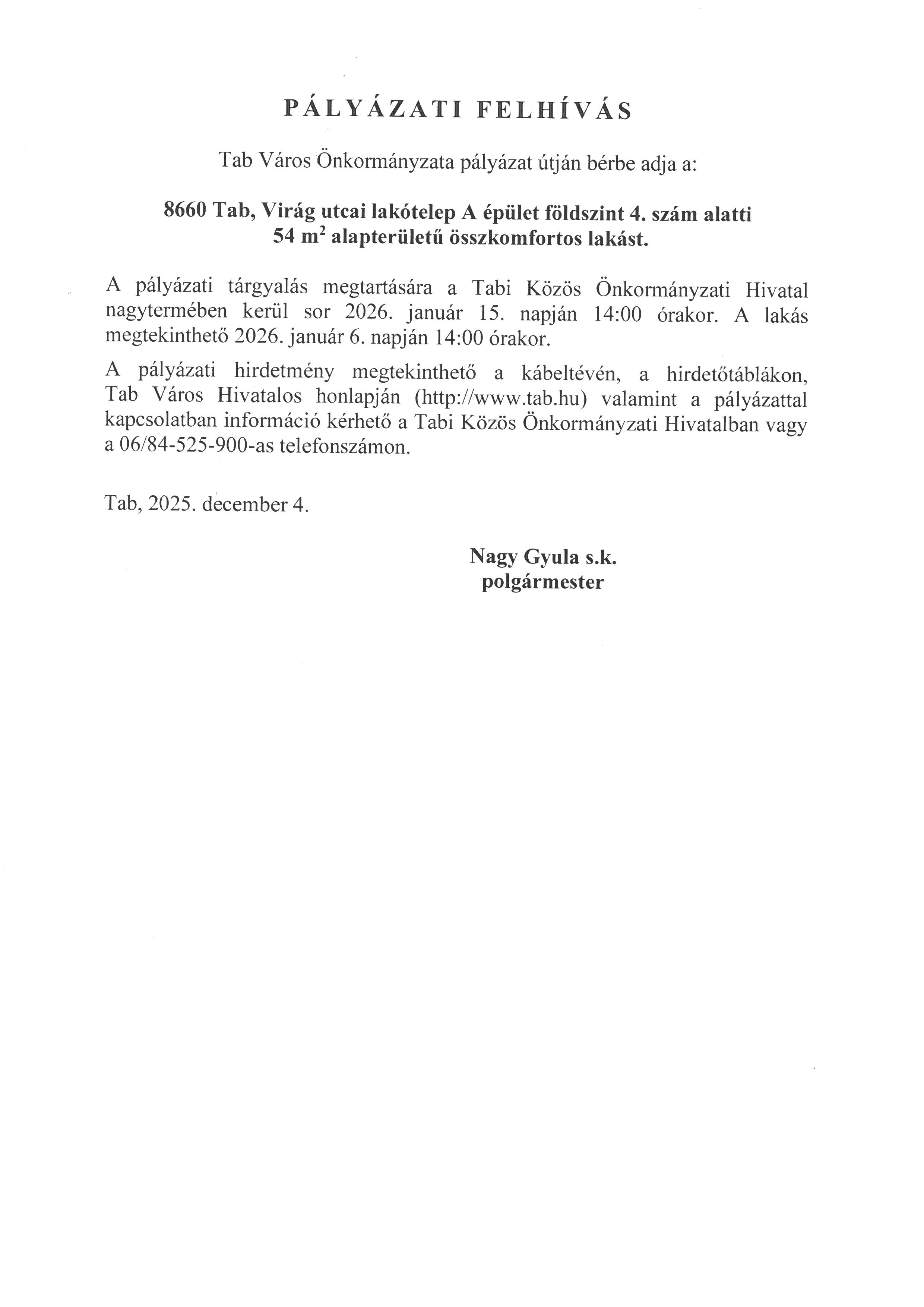 Pályázati Felhívás