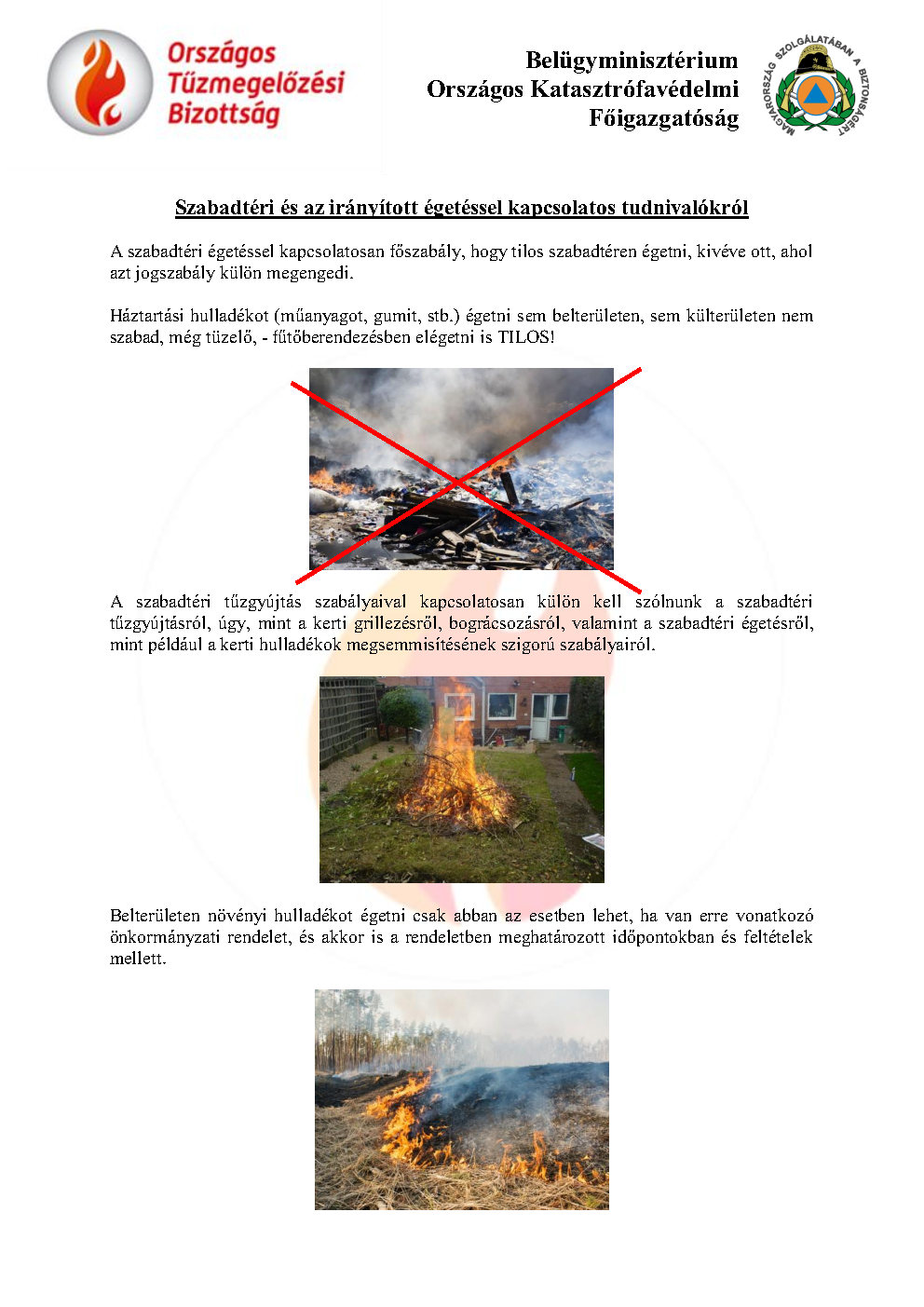Szabadtéri és az irányított égetéssel kapcsolatos tudnivalókról