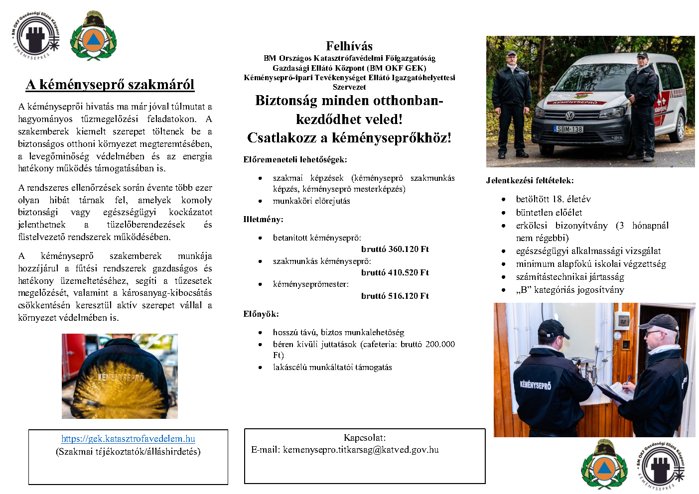BM Országos Katasztrófavédelmi Főigazgatóság Gazdasági Ellátó Központja, mint Kéményseprő-ipari Szerv álláshirdetése (levétel: 2026.12.15.)