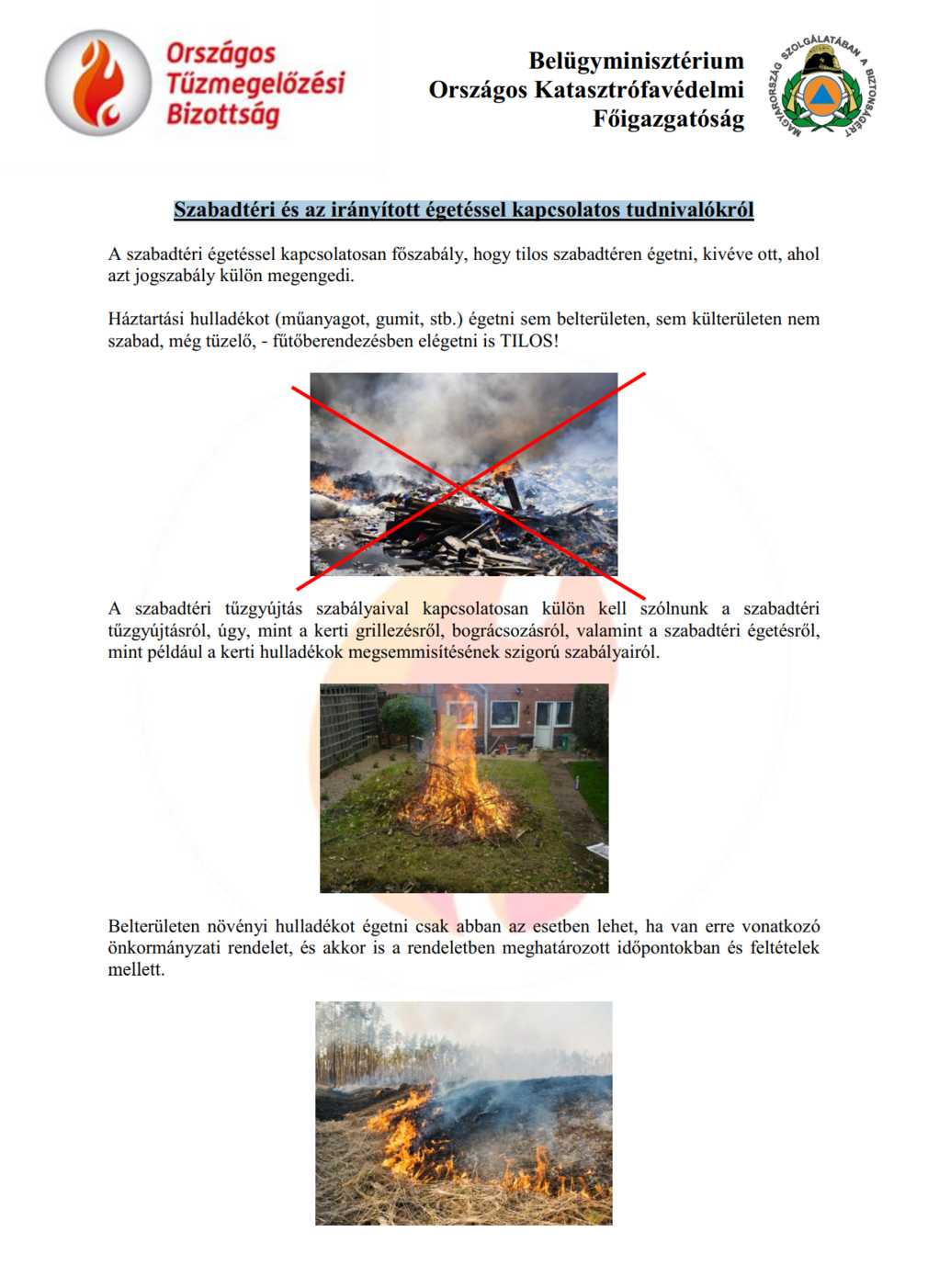 Szabadtéri és az irányított égetéssel kapcsolatos tudnivalókról
